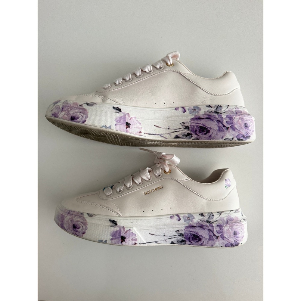Skechers Court Classics Sneakers Womens 11 Pink Floral Platform 185062 ROS - Picture 6 of 9
